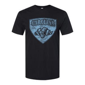 North Carolina Hero Emblem Distressed Blue Knockout Softstyle CVC T-Shirt