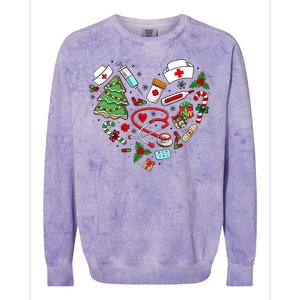 Nurse Christmas Heart Nursing Health Care Colorblast Crewneck Sweatshirt