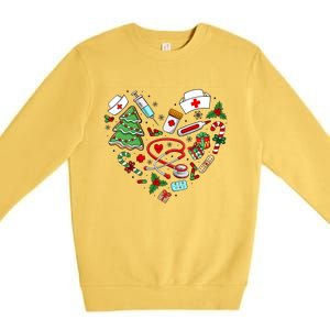 Nurse Christmas Heart Nursing Health Care Premium Crewneck Sweatshirt