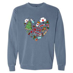 Nurse Christmas Heart Nursing Health Care Garment-Dyed Sweatshirt