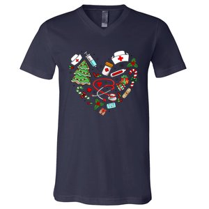 Nurse Christmas Heart Nursing Health Care V-Neck T-Shirt