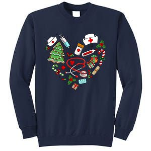 Nurse Christmas Heart Nursing Health Care Tall Sweatshirt