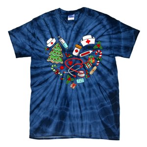 Nurse Christmas Heart Nursing Health Care Tie-Dye T-Shirt