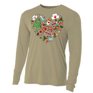 Nurse Christmas Heart Nursing Health Care Cooling Performance Long Sleeve Crew