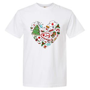 Nurse Christmas Heart Nursing Health Care Garment-Dyed Heavyweight T-Shirt