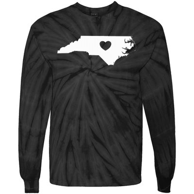 North Carolina Heart State Silhouette Tie-Dye Long Sleeve Shirt