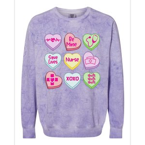 Nurse Conversation Hearts Valentines Day Colorblast Crewneck Sweatshirt