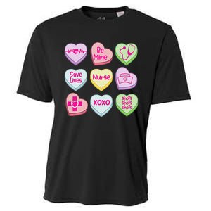 Nurse Conversation Hearts Valentines Day Cooling Performance Crew T-Shirt