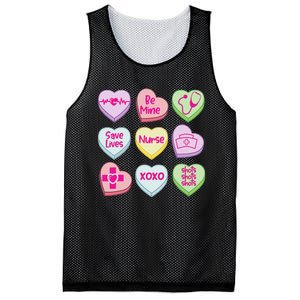 Nurse Conversation Hearts Valentines Day Mesh Reversible Basketball Jersey Tank