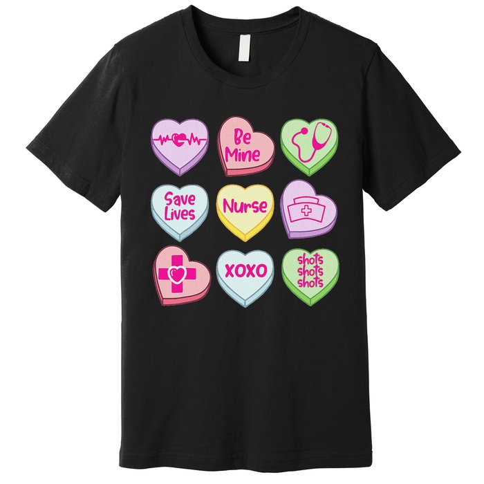 Nurse Conversation Hearts Valentines Day Premium T-Shirt