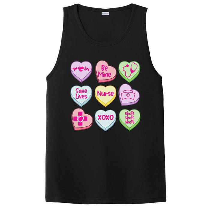 Nurse Conversation Hearts Valentines Day PosiCharge Competitor Tank