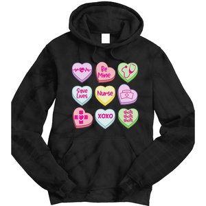 Nurse Conversation Hearts Valentines Day Tie Dye Hoodie