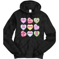 Nurse Conversation Hearts Valentines Day Tie Dye Hoodie