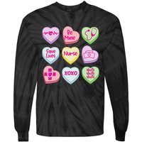 Nurse Conversation Hearts Valentines Day Tie-Dye Long Sleeve Shirt