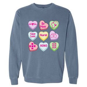 Nurse Conversation Hearts Valentines Day Garment-Dyed Sweatshirt