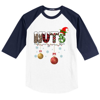 Nuts Christmas Holiday Festive Elf Baseball Sleeve Shirt