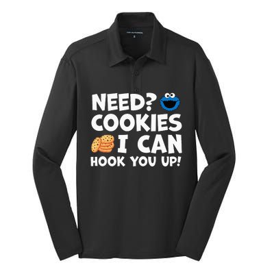 Need Cookies I Can Hook You Up Funny Baker Pastry Baking Silk Touch Performance Long Sleeve Polo