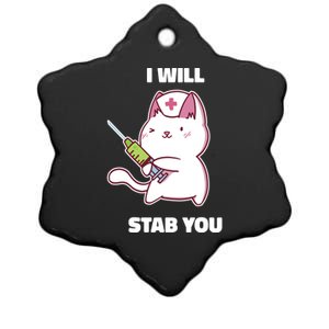 Nurse Cat I Will Stab You Costume Gift Ceramic Star Ornament