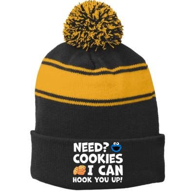 Need Cookies I Can Hook You Up Funny Baker Pastry Baking Stripe Pom Pom Beanie