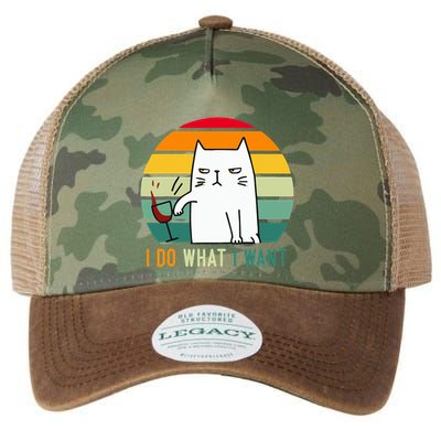 Naughty Cat I Do What I Want Funny Cat Vintage Retro Legacy Tie Dye Trucker Hat