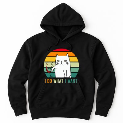 Naughty Cat I Do What I Want Funny Cat Vintage Retro Hoodie