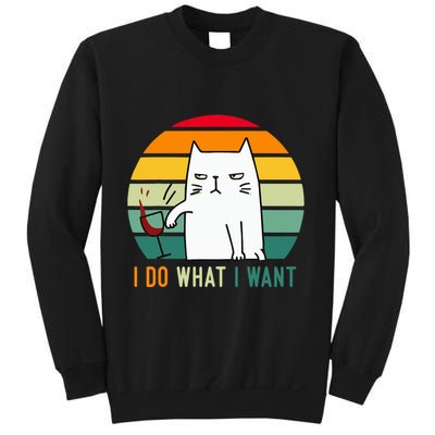Naughty Cat I Do What I Want Funny Cat Vintage Retro Sweatshirt