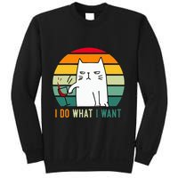 Naughty Cat I Do What I Want Funny Cat Vintage Retro Sweatshirt