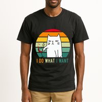 Naughty Cat I Do What I Want Funny Cat Vintage Retro Tall T-Shirt