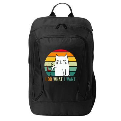 Naughty Cat I Do What I Want Funny Cat Vintage Retro City Backpack