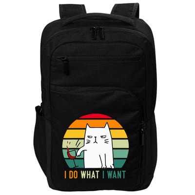 Naughty Cat I Do What I Want Funny Cat Vintage Retro Impact Tech Backpack