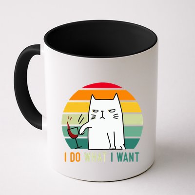 Naughty Cat I Do What I Want Funny Cat Vintage Retro Mug