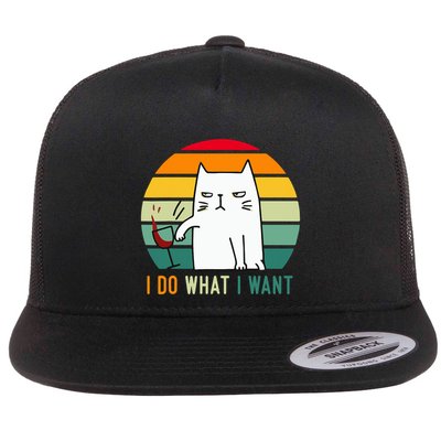 Naughty Cat I Do What I Want Funny Cat Vintage Retro Flatbill Hat
