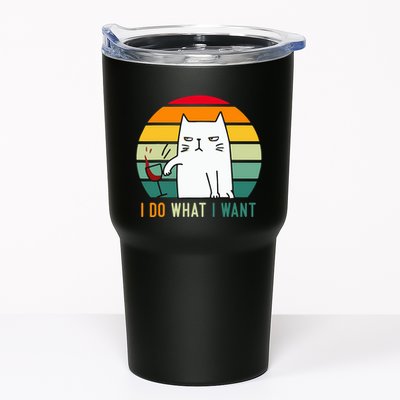 Naughty Cat I Do What I Want Funny Cat Vintage Retro Tumbler