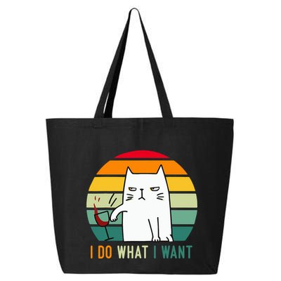 Naughty Cat I Do What I Want Funny Cat Vintage Retro 25L Jumbo Tote