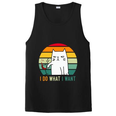 Naughty Cat I Do What I Want Funny Cat Vintage Retro PosiCharge Competitor Tank