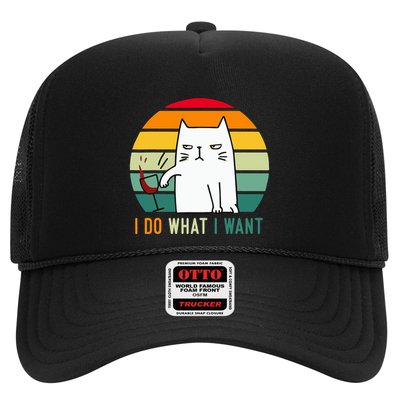 Naughty Cat I Do What I Want Funny Cat Vintage Retro Trucker Hat