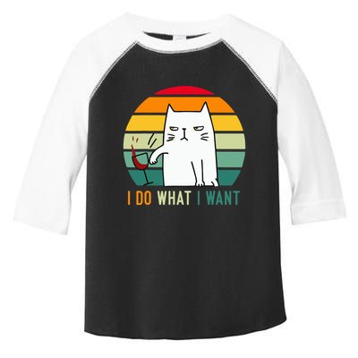 Naughty Cat I Do What I Want Funny Cat Vintage Retro Toddler Fine Jersey T-Shirt
