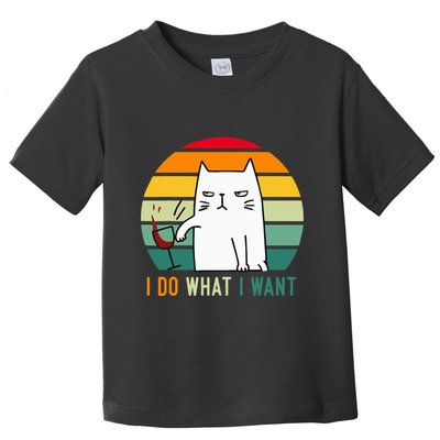 Naughty Cat I Do What I Want Funny Cat Vintage Retro Toddler T-Shirt