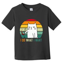 Naughty Cat I Do What I Want Funny Cat Vintage Retro Toddler T-Shirt