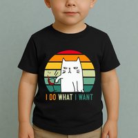Naughty Cat I Do What I Want Funny Cat Vintage Retro Toddler T-Shirt