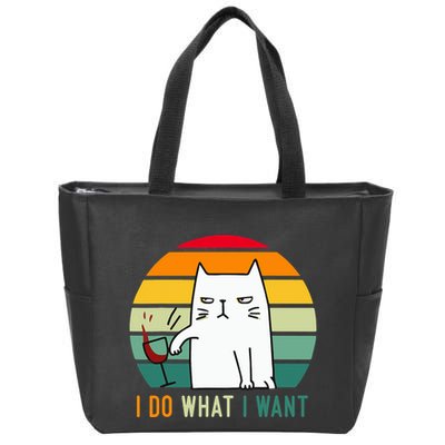 Naughty Cat I Do What I Want Funny Cat Vintage Retro Zip Tote Bag