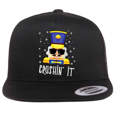 Nutcracker Crushin_ It Funny Christmas Nutcracker Xmas Flat Bill Trucker Hat