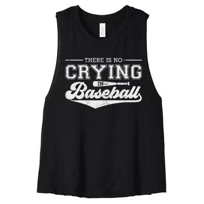 No Crying In Baseball Funny Game Day Women's Racerback Cropped Tank