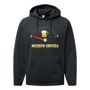 Necesito Cerveza I Need Beer In Spanish Design Performance Fleece Hoodie