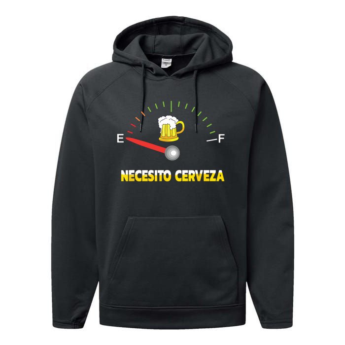 Necesito Cerveza I Need Beer In Spanish Design Performance Fleece Hoodie