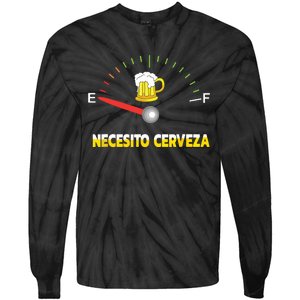 Necesito Cerveza I Need Beer In Spanish Design Tie-Dye Long Sleeve Shirt