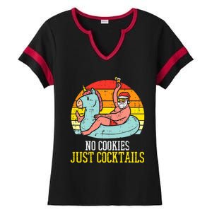 No Cookies Just Cocktails Santa Summer Christmas In July Xmas Ladies Halftime Notch Neck Tee