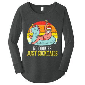 No Cookies Just Cocktails Santa Summer Christmas In July Xmas Women's Perfect Tri Tunic Long Sleeve Shirt