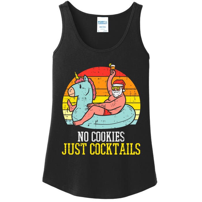 No Cookies Just Cocktails Santa Summer Christmas In July Xmas Ladies Essential Tank