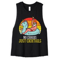 No Cookies Just Cocktails Santa Summer Christmas In July Xmas Women's Racerback Cropped Tank